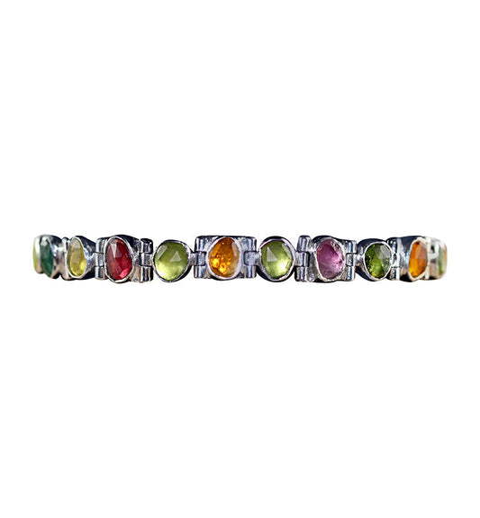 Multicolor Tourmaline Bracelet in Sterling Silver