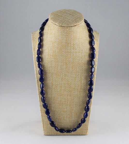 Semi Precious Single Strand Oval Sapphire Necklace