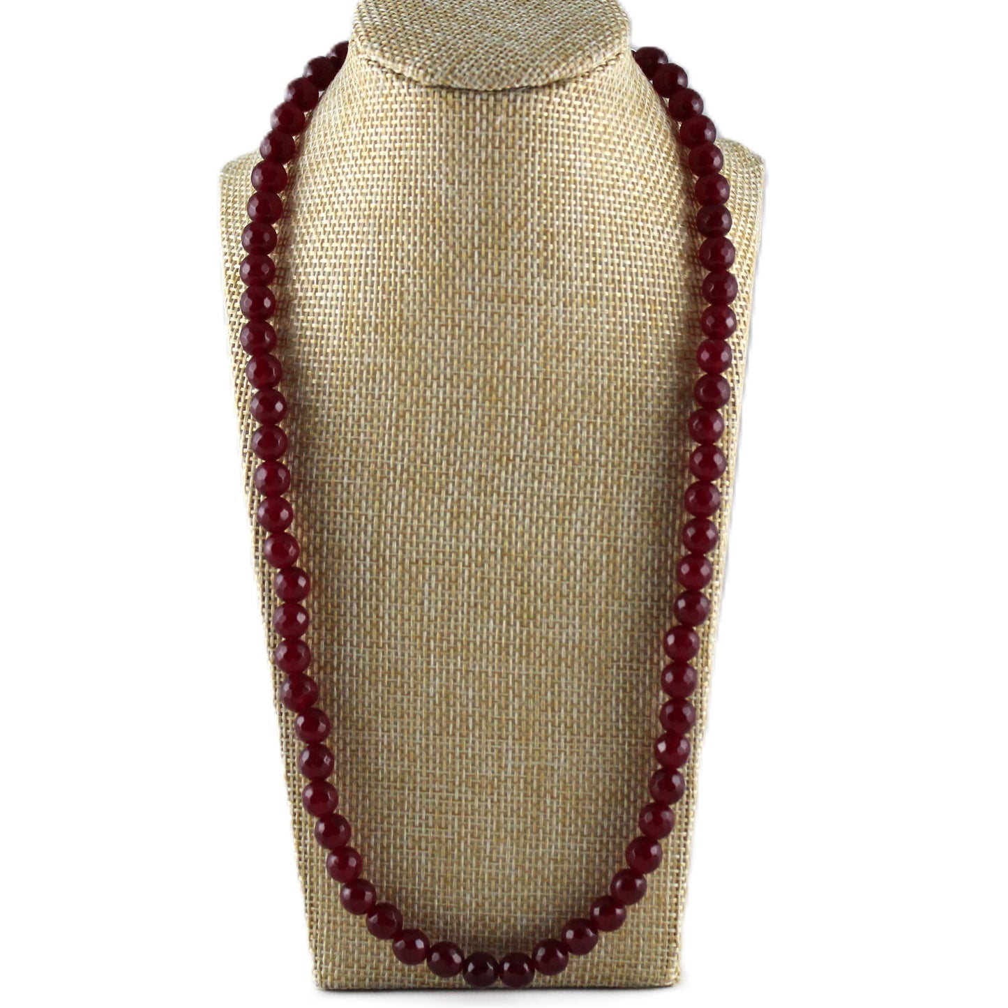 Semi Precious Ruby Beaded Single Strand Necklace