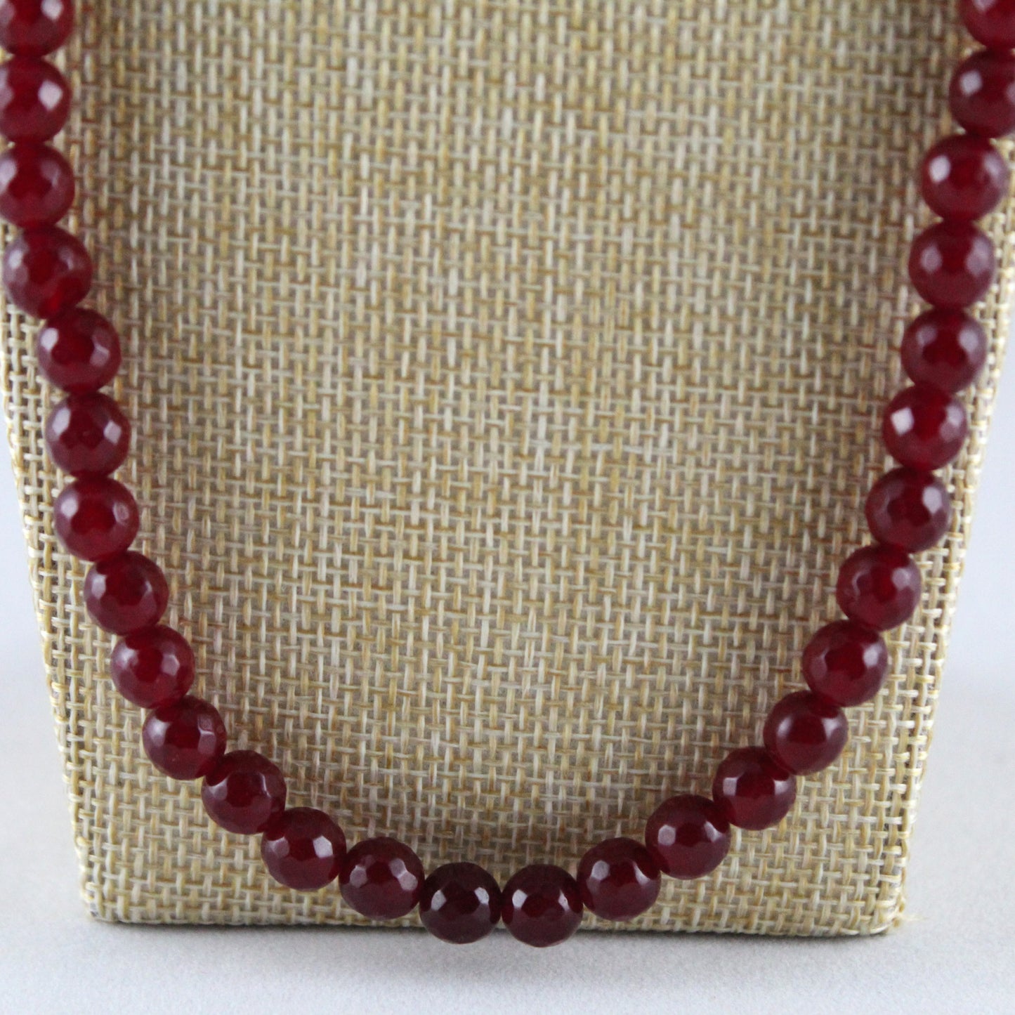 Semi Precious Ruby Beaded Single Strand Necklace