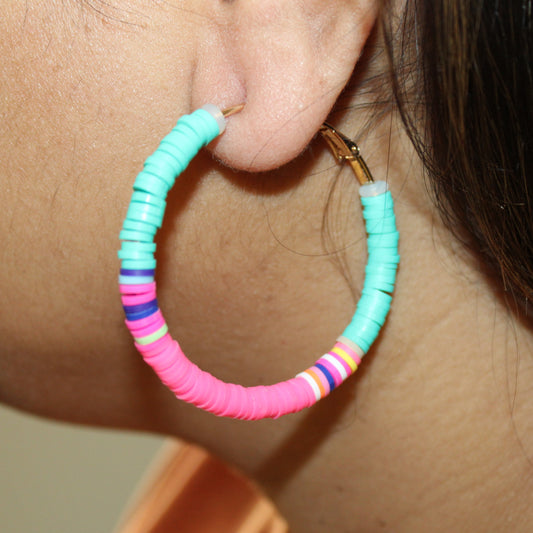 Boho Chic Polymer Clay Hoop Earrings