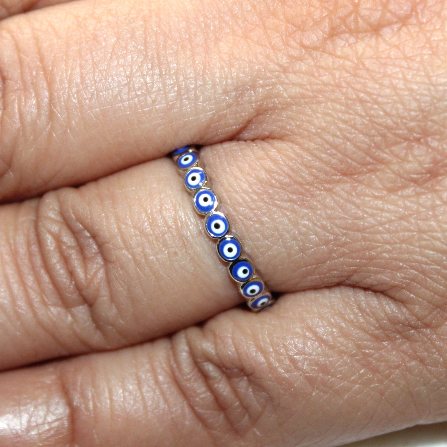 Dainty Evil Eye Adjustable Rings