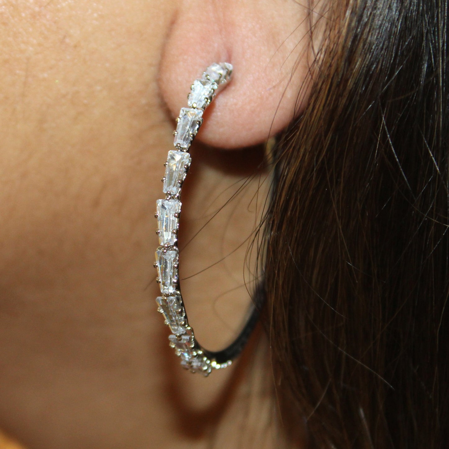 Classic Silver Cubic Zirconia Hoop Earrings