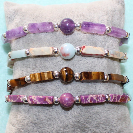 Minimalist Gemstone Stretch Bracelet - Natural Healing Gemstones