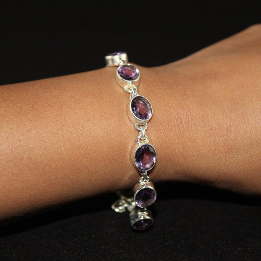 Amethyst in Sterling Silver Bracelet