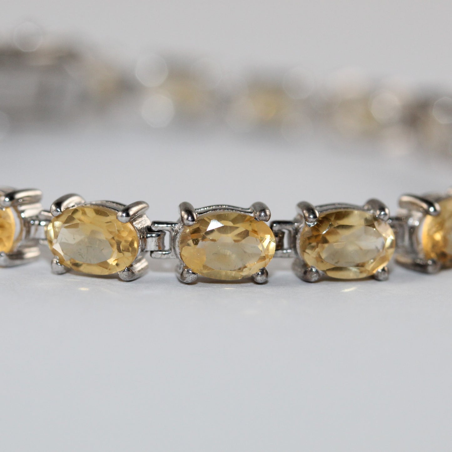 Oval Yellow Topaz Gemstone Bracelet in Sterling Silver