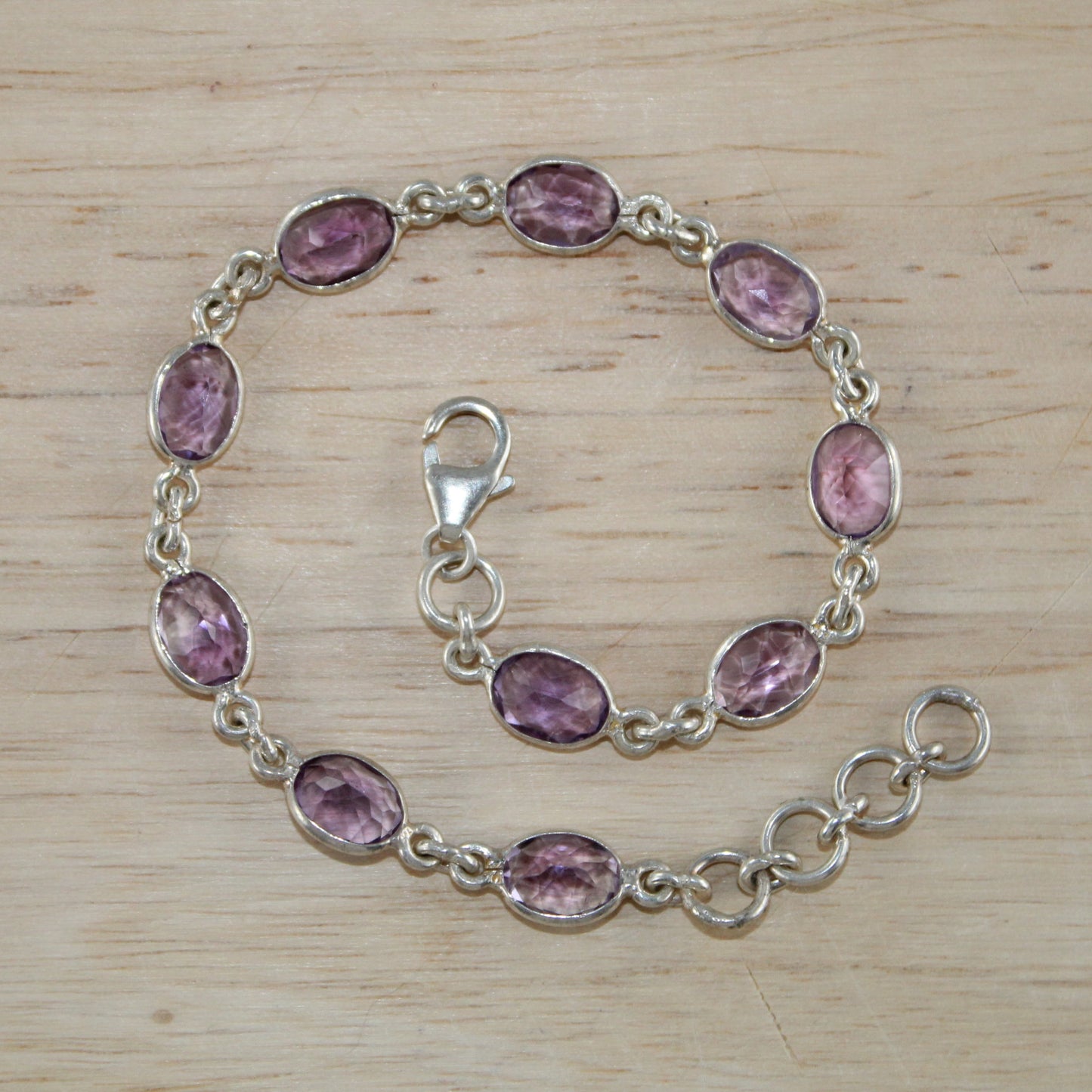 Dainty Amethyst Gemstone Bracelet in Sterling Silver