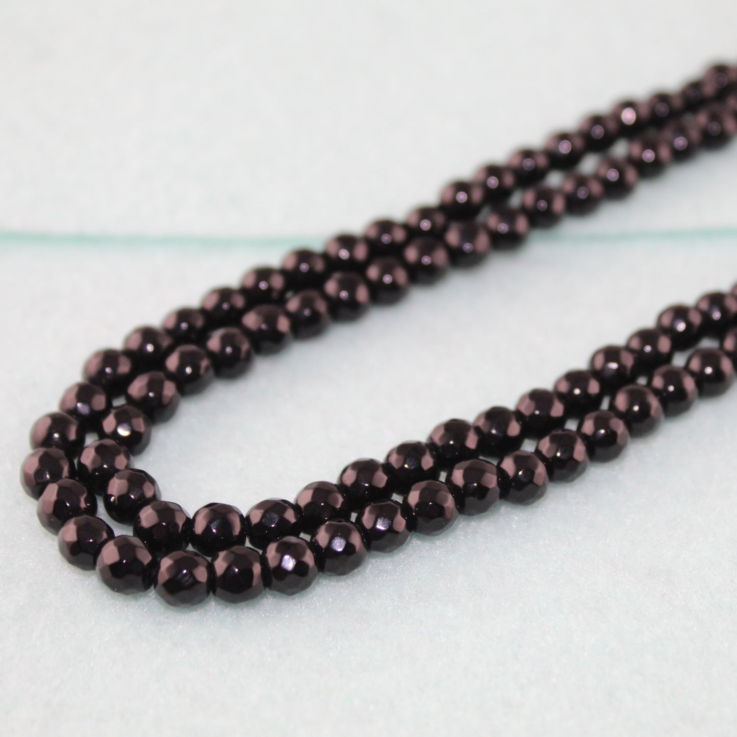 Semi Precious Faceted Black Double Strand Necklace