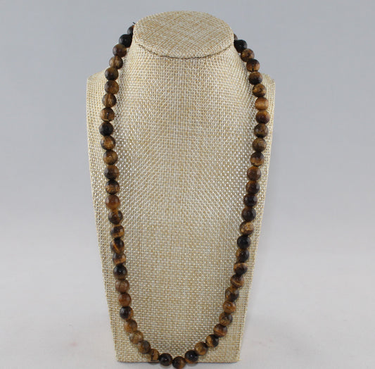 Tiger Eye Beaded Single Strand Necklace