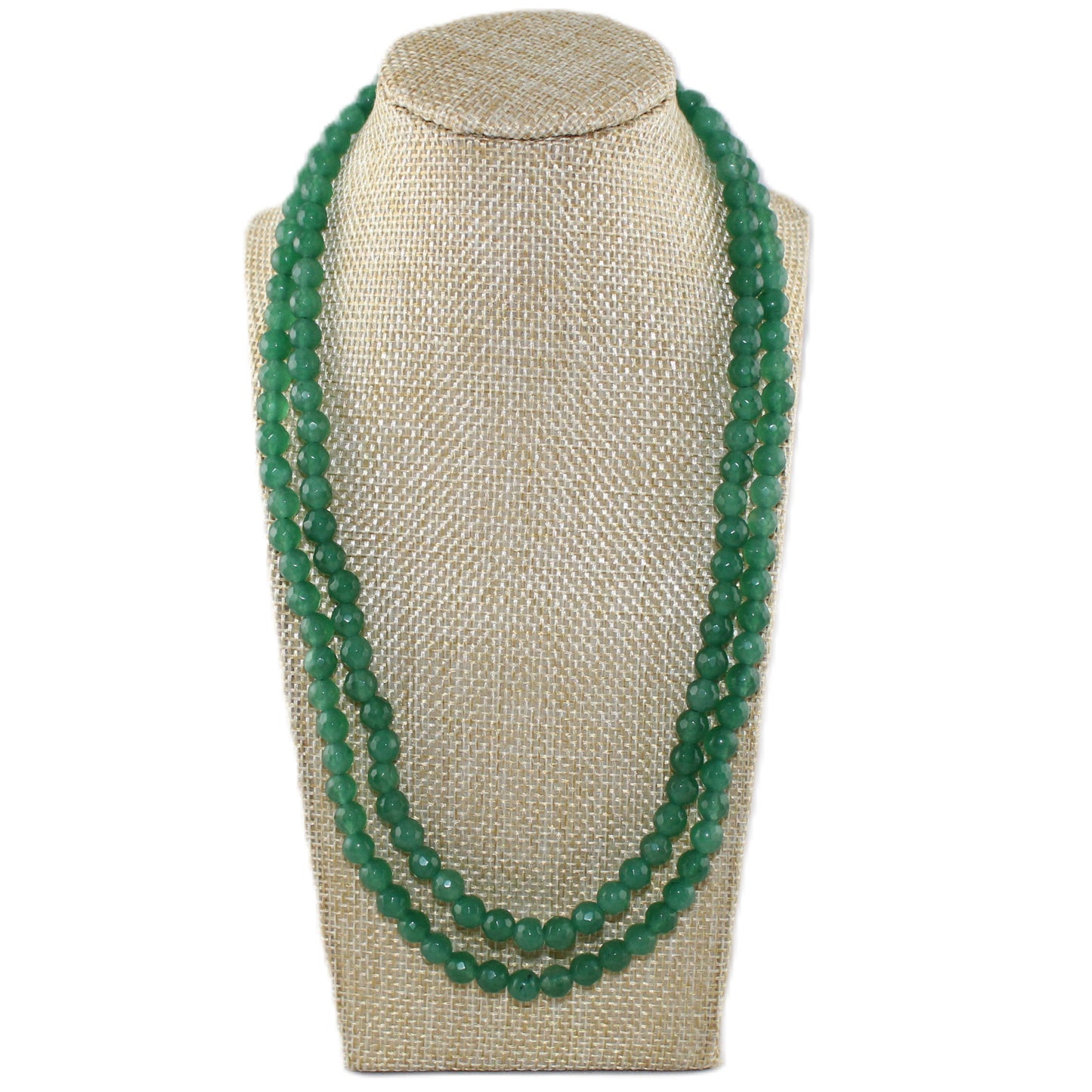 Semi Precious Faceted Emerald Double Strand Necklace