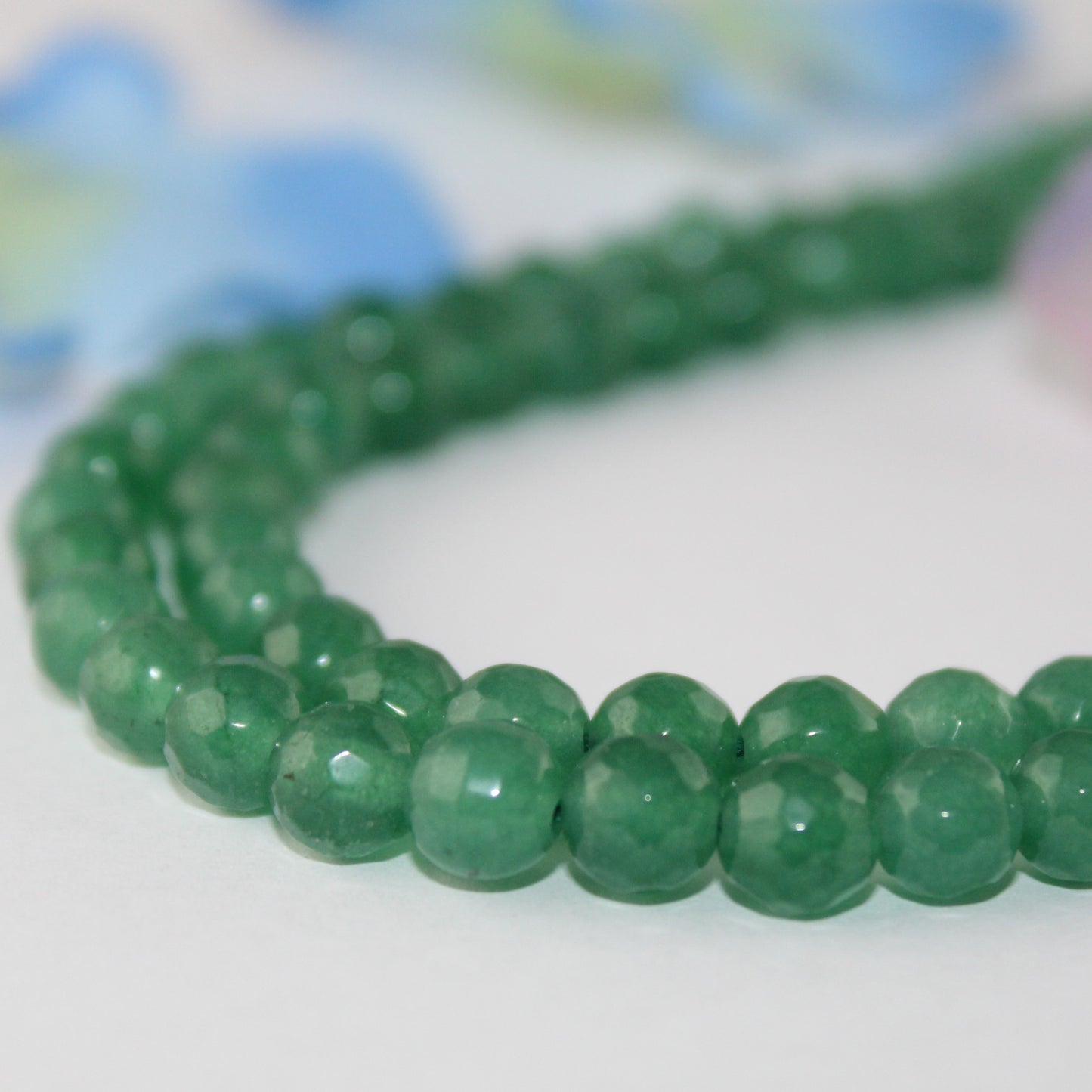 Semi Precious Faceted Emerald Double Strand Necklace