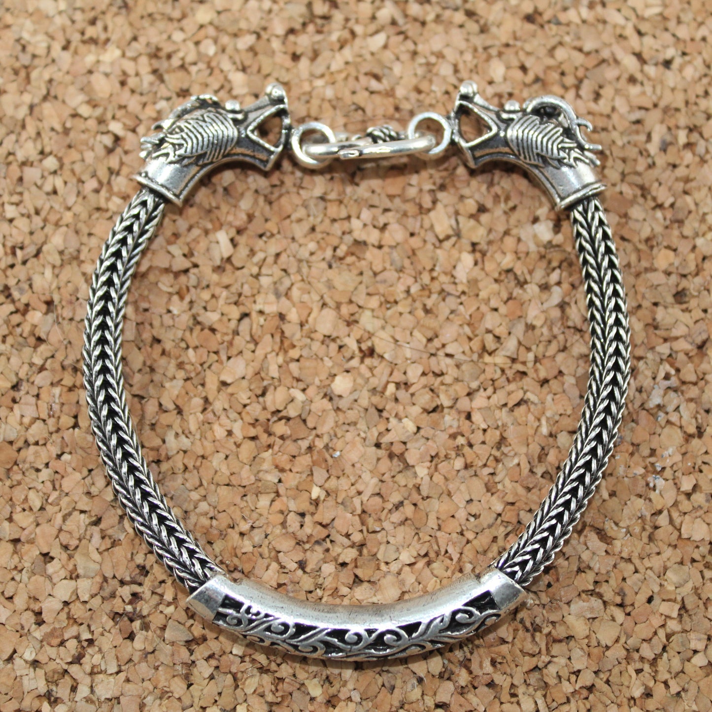 Snake Chain Oxidized Sterling Silver Men's Bracelet