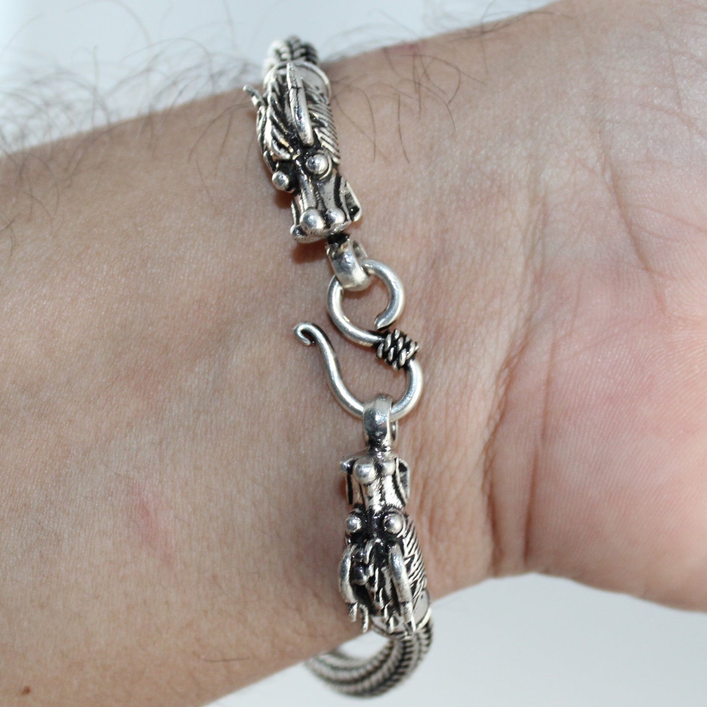 Snake Chain Oxidized Sterling Silver Men's Bracelet