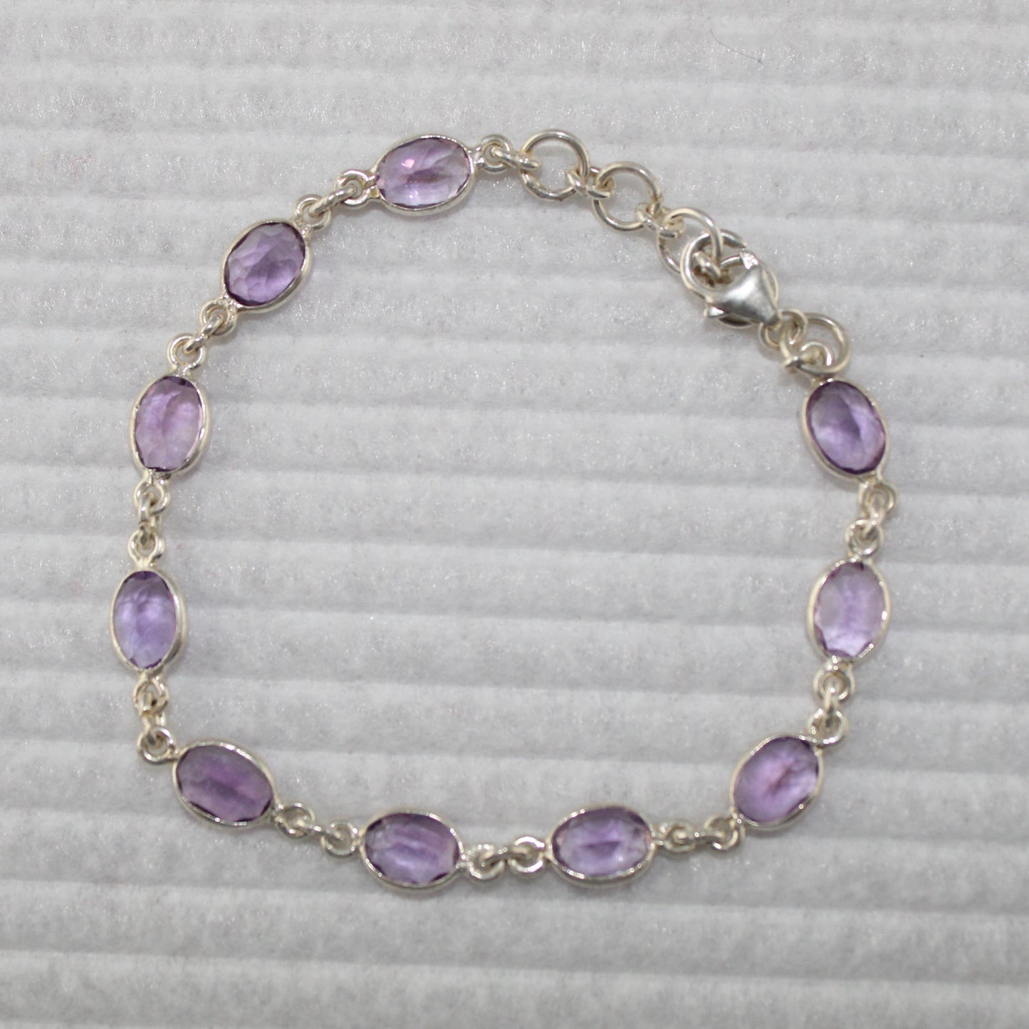 Dainty Amethyst Gemstone Bracelet in Sterling Silver