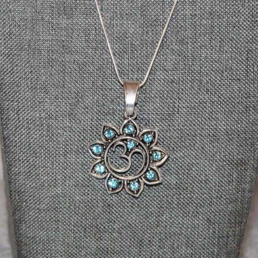 Rhinestone Om Pendant Necklace