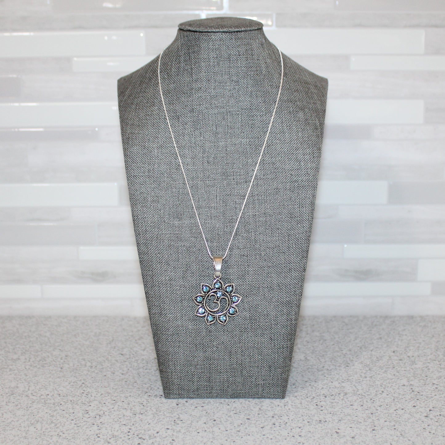 Rhinestone Om Pendant Necklace