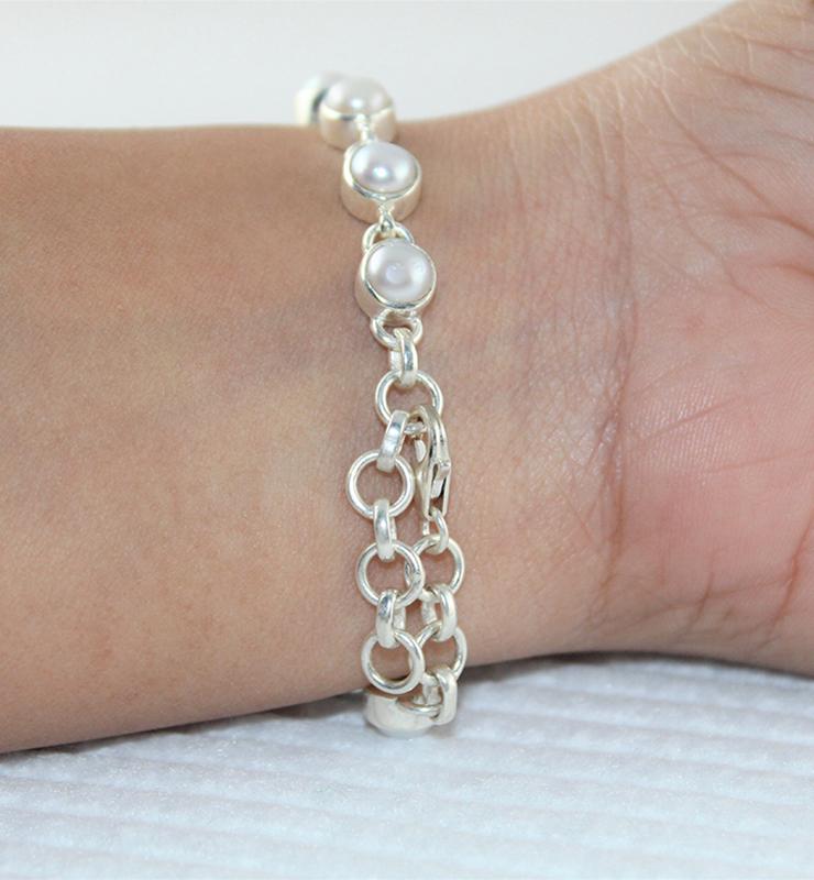 Sterling Silver Pearl Bracelet - Little Elephant