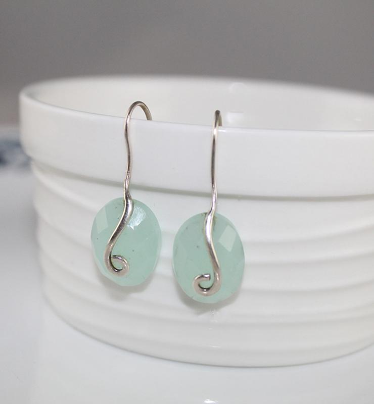 Chalcedony Drop Earrings - Little Elephant