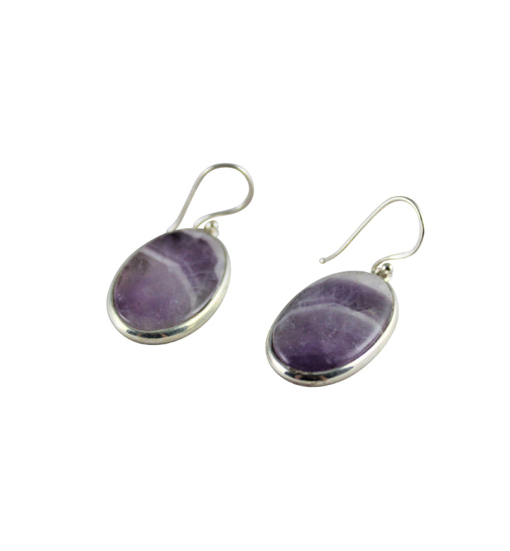 Oval Shaped Amethyst Earrings - Little Elephant