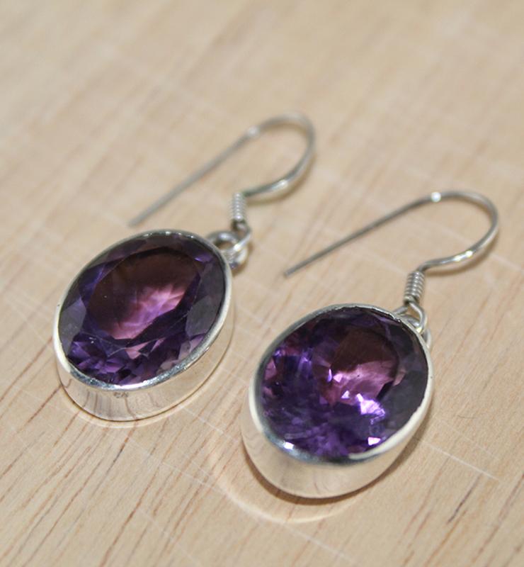 Large Amethyst Drop Earrings - Little Elephant