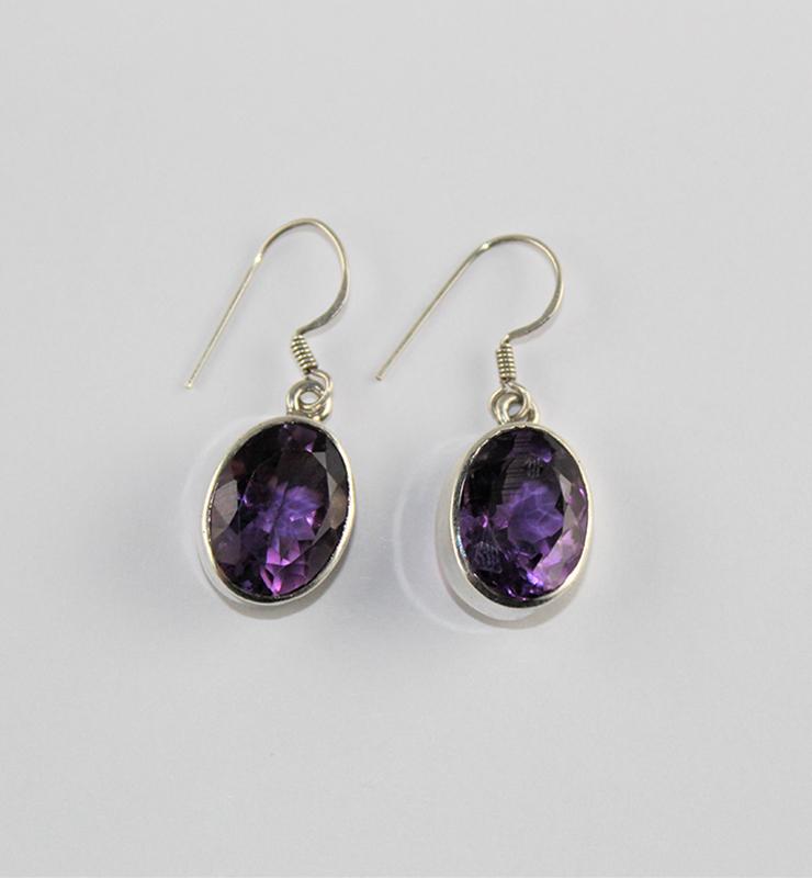 Large Amethyst Drop Earrings - Little Elephant