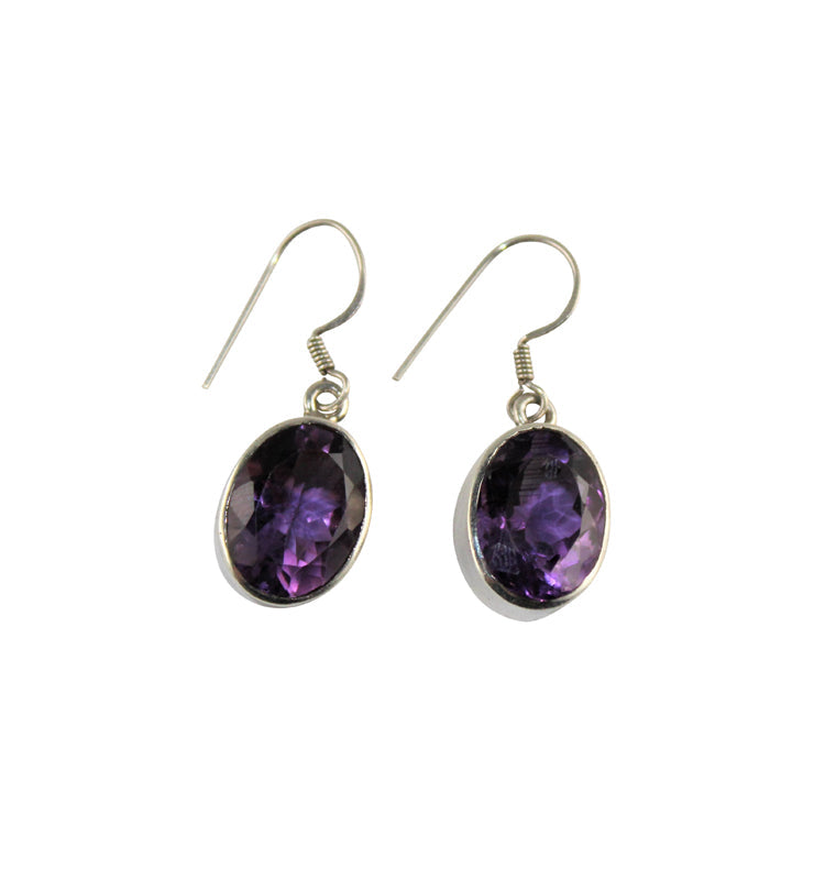 Large Amethyst Drop Earrings - Little Elephant