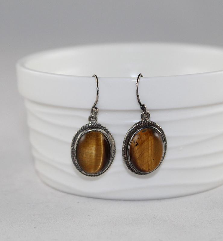 Tiger Eye Drop Earrings - Little Elephant