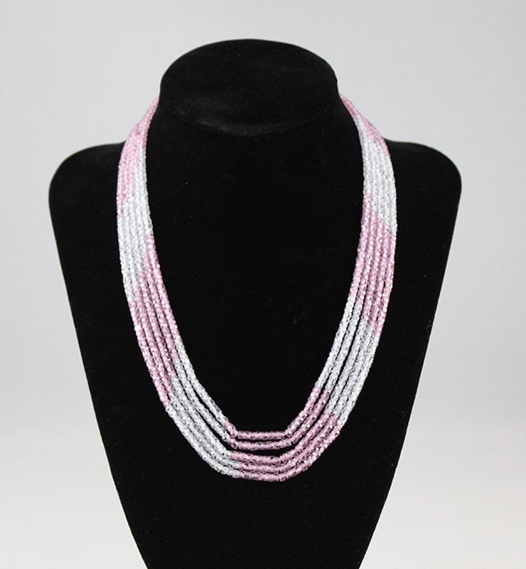 Five Strand Pink and White CZ necklace - Little Elephant