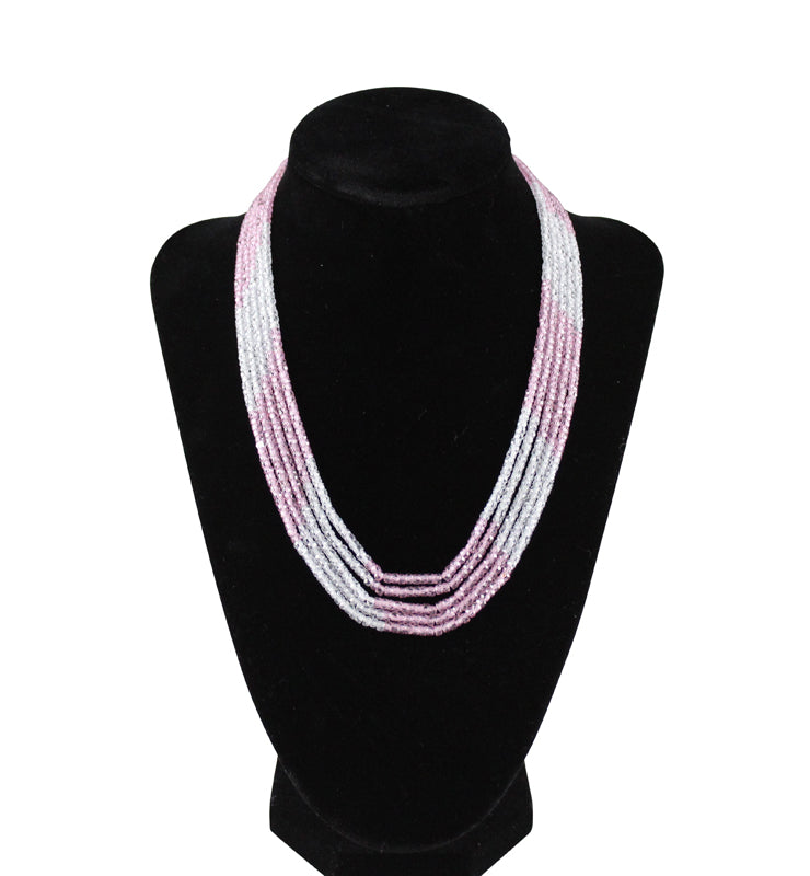 Five Strand Pink and White CZ necklace - Little Elephant