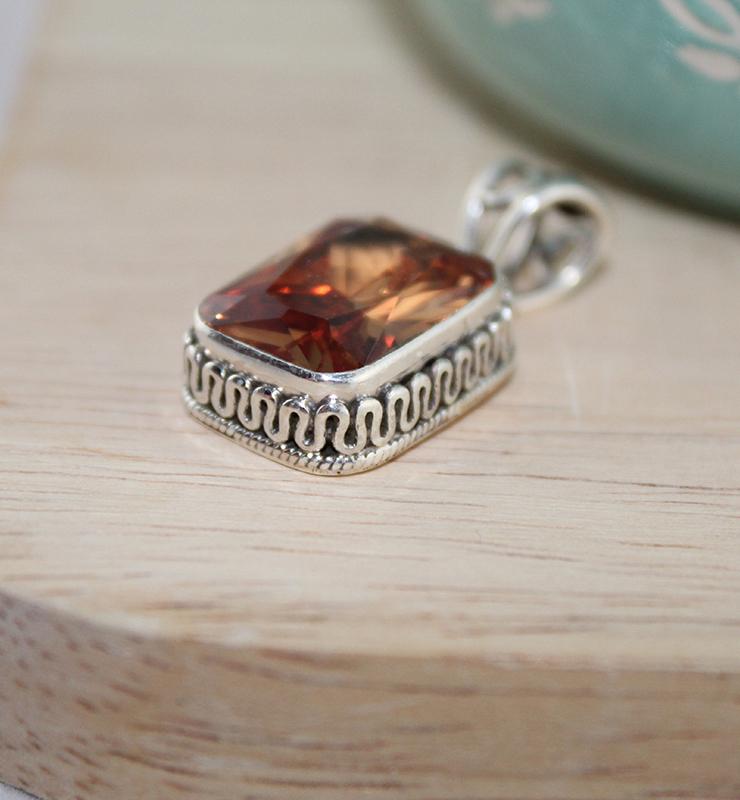 Light Orange CZ Pendant - Little Elephant