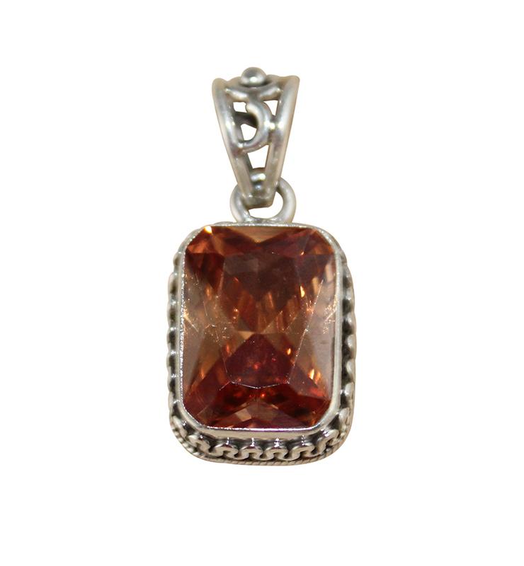 Light Orange CZ Pendant - Little Elephant