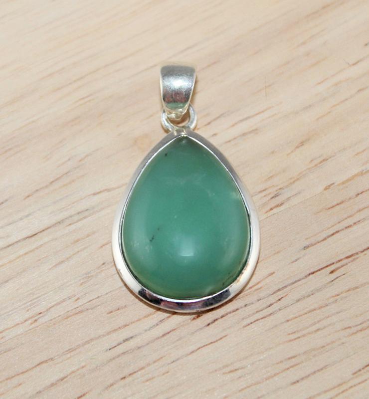 Teardrop Chalcedony Pendant Set in Sterling Silver - Little Elephant