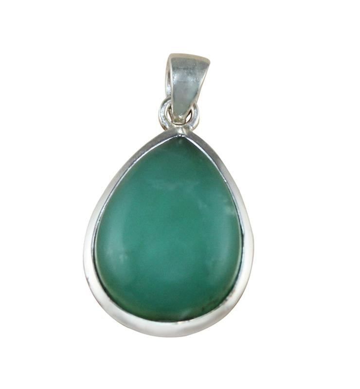 Teardrop Chalcedony Pendant Set in Sterling Silver - Little Elephant