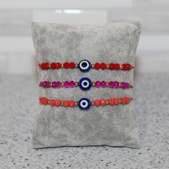 Colored Crystal Evil Eye Beaded Bracelet