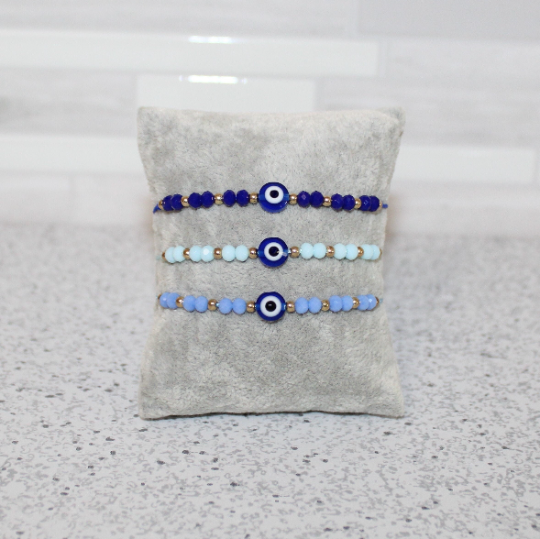 Colored Crystal Evil Eye Beaded Bracelet