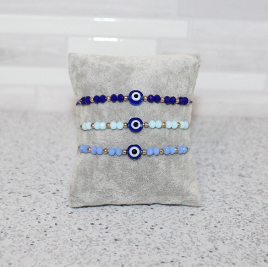 Colored Crystal Evil Eye Beaded Bracelet